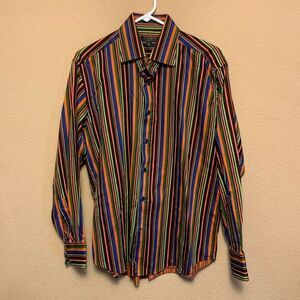Studio Chereskin Men’s Long Sleeved Button Down Size 15.5 Multicolor Stripes